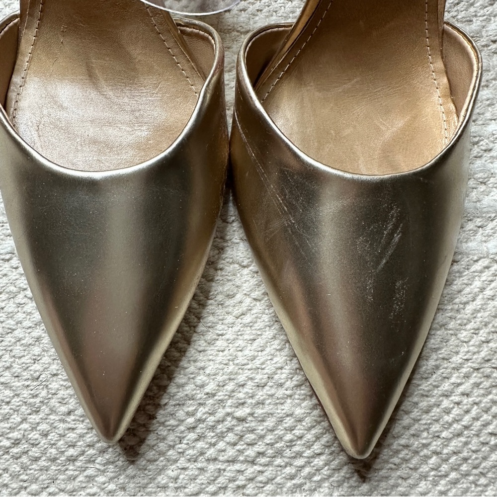 SCHUTZ gold and clear Sionne pointed toe heels 8.5 - Picture 3 of 9